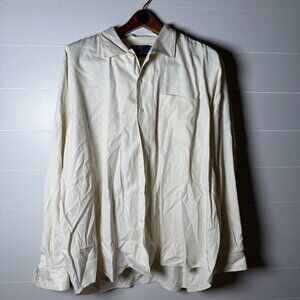 Polo Ralph Lauren Bonnard Mens XXL Button Up Bonnard Silk Blend Off White/Beige